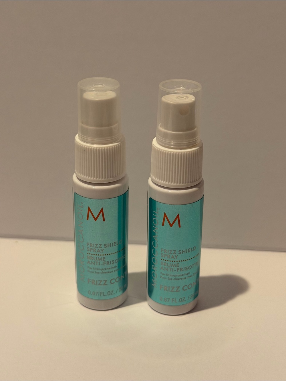 2 x Moroccanoil Frizz Shield Spray 0.67 Oz 20 mL Each MINI Travel Moroccan Oil